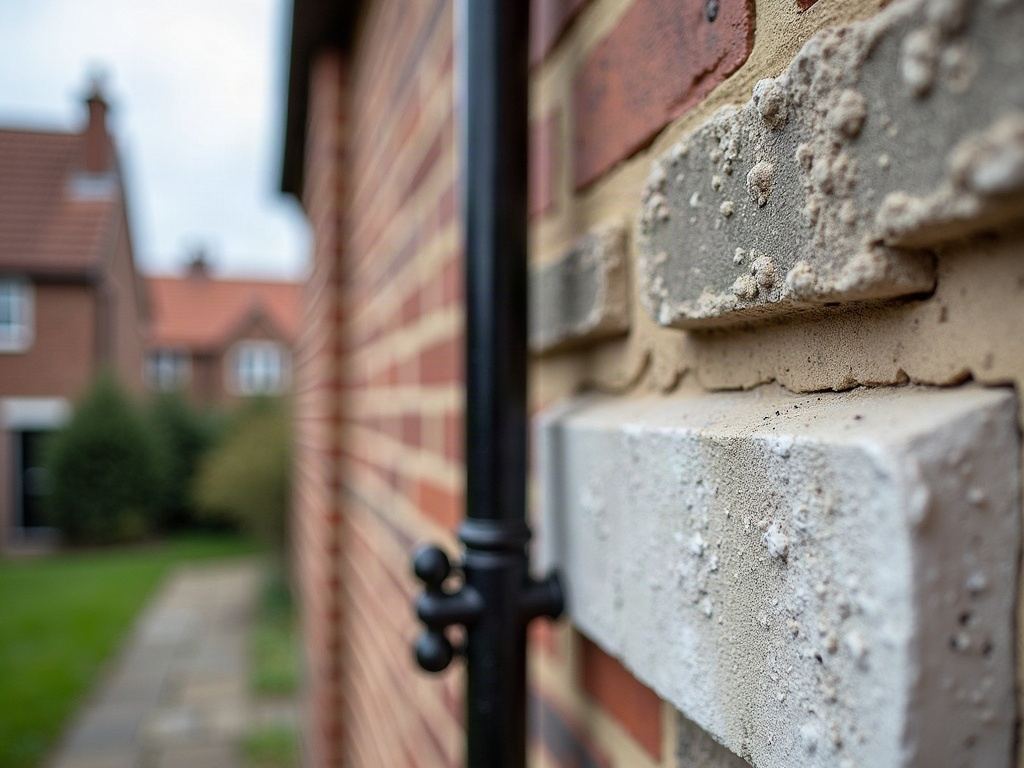 close view of a repointed mortar joint